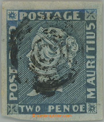 248376 - 1854-1857 SG.14a, BLUE MAURITIUS POST PAID 2P blue, intermed