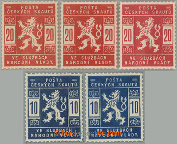 248379 - 1918 Pof.SK1+SK2, sestava 2x 10h modrá + 3x 20h červená, 