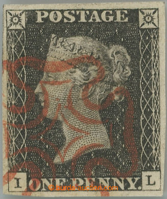 248387 - 1840 SG.2, PENNY BLACK black, plate 3, letters I-L, nice str