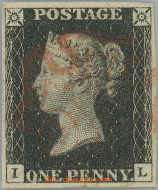 248397 - 1840 SG.2, PENNY BLACK černá, TD 8, písmena I-L, lehký o