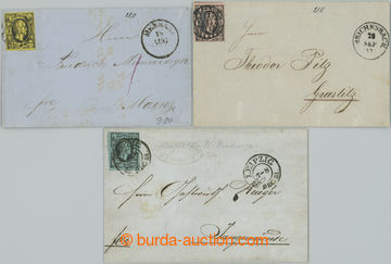 248456 - 1851 3 letters with Mi.4, 5, 6, 1Ngr as border porto REICHEN