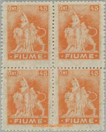 248504 - 1919 Sass.B41, Coat of arms 45c orang, block of four, on thi