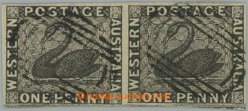 248508 - 1854 SG.1, pair BLACK SWAN 1P black; VF pair with light post