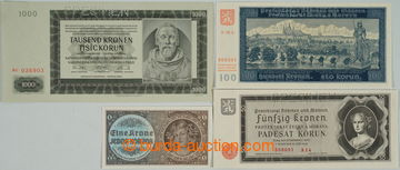 248526 - 1940-1942 Ba.30, 33a, 34, 39b, comp. of 4 bankovek: 1 Koruna