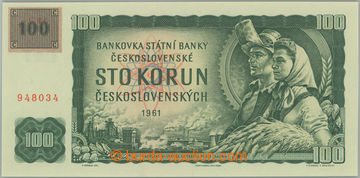 248527 - 1993 Ba.CZ1Ab1, 100Kčs 1961 s nalepeným kolkem, II. vydán