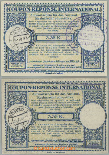 248533 - 1940 CMO2, two international odpovědky 3.35K, both width fr