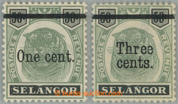 248561 - 1900 SG.66bd,67b, Malajský tygr ONE CENT / 50C  a THREE CEN