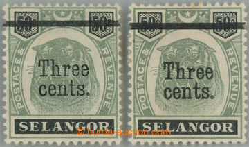 248562 - 1900 SG.67 a 76a, 2x Malajský tygr THREE CENTS /50C, 1x ANT