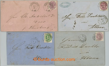 248679 - 1866-1867 4 letters franked with various stamps Numerals 1¼