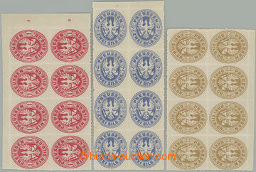 248680 - 1861 Mi.16-18, Coat of arms 1Sgr-3Sgr, blocks of 8, hinges a