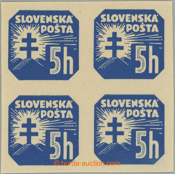 248791 - 1939 Sy.NV11Xx, Znak (I) 5h modrá, 4-blok bez průsvitky s 