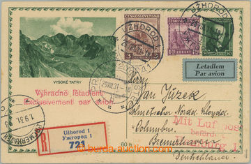 248796 - 1931 UŽHOROD - HAMBURG / R+Let zaslaná obrazová dopisnice