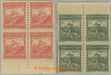 248895 - 1926 Pof.209A, 210A, selection of bloks of four coil- Karlš