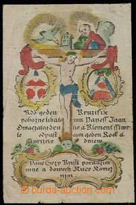 24891 - 1750 - 90? by hand coloured St. picture - Christ on/for cros