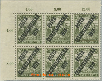 248926 -  Pof.110, 40f green, L upper corner blk-of-6; mint never hin