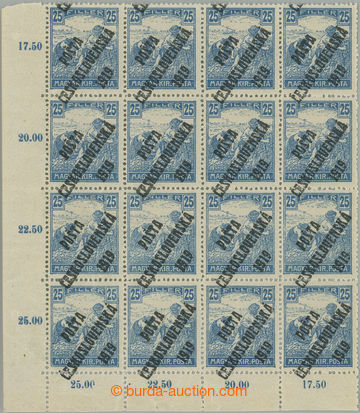 248927 -  Pof.108, 25f blue, L the bottom corner blk-of-16; mint neve