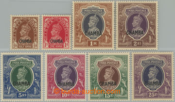 249120 - 1942-1947 SG.100-107, Indic George VI. ½A - 25R with overpr