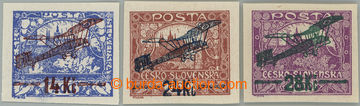 249162 -  Pof.L1-L3, I. provisional air mail stmp., imperforated set,