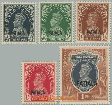 249211 - 1941-1946 SG.98-102, George VI. 3p - 1Rs with overprint PATI