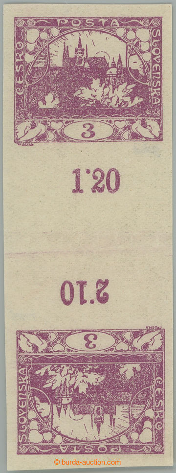 249242 -  Pof.2Mp(2), 3h fialová, svislé 2-známkové protisměrné