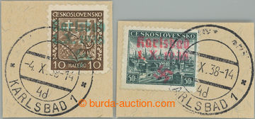 249319 - 1938 KARLSBAD / Mi.2, 62, Znak 10h hnědá a Plzeň 50h zele