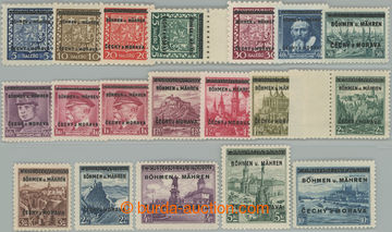 249367 - 1939 Pof.1-19, Overprint issue, complete, some stamp. margin
