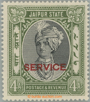 249381 - 1937 SG.O20, služební Sawai Man Singh 4A zelená POSTAGE&R