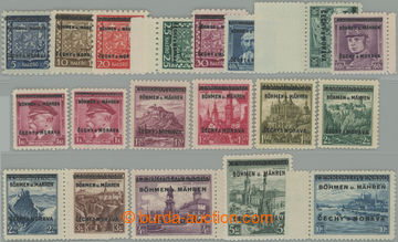 249419 - 1939 Pof.1-19, Přetisková emise, kompletní, některé zn.