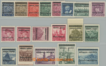 249420 - 1939 Pof.1-19, Overprint issue, complete, some stamp. margin