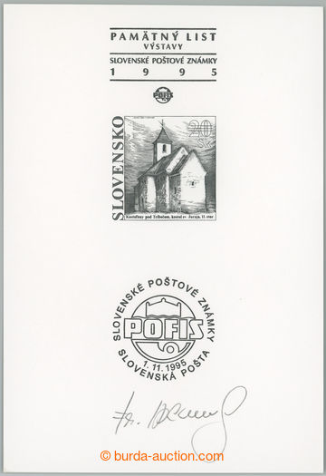 249770 - 1995 PT6, Kostolany, přítisk POFIS Bratislava, signováno 