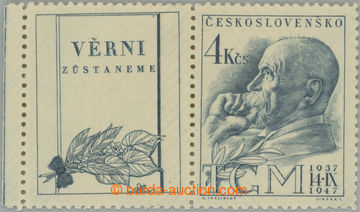 249809 - 1947 Pof.K459 DO, Masaryk 4Kčs, krajová zn. s levým kupon