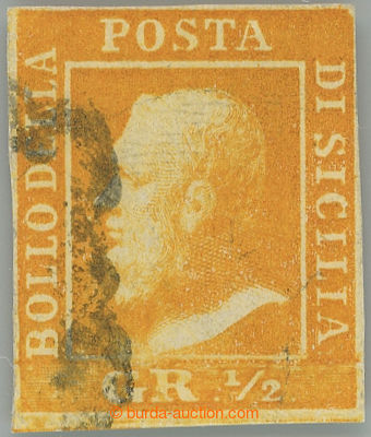 249845 - 1859 Sass.2, Ferdinand II. ½Gr orange, tavola II; nice piec