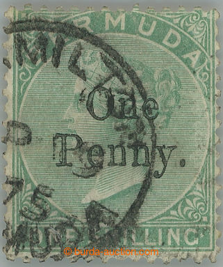 249853 - 1875 SG.17, overprint Victoria 1d/1Sh green, CDS HAMILTON; f