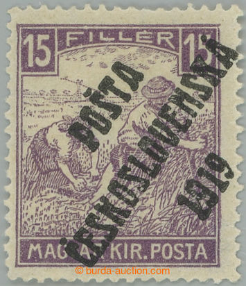 249946 -  Pof.100, Bílé číslice 15f fialová, II. typ; po nálepc
