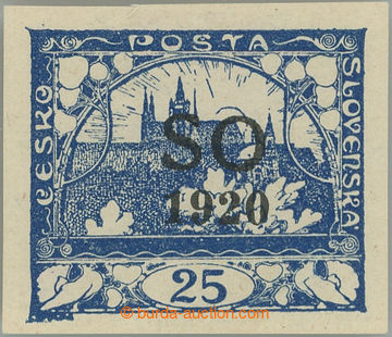 249959 -  Pof.SO8N, unissued Hradčany 25h blue, imperforated, black 