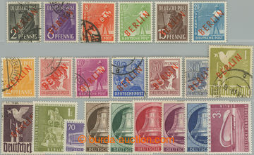 250087 - 1949-1953 Mi.21-34 aj. vydání, červené BERLIN 1M a 2M ra