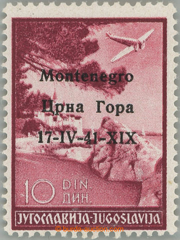 250166 - 1941 MONTENEGRO / Sassone.AEREA 6I, air mail10Din with overp