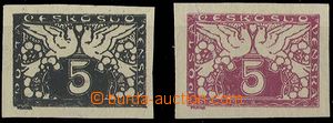 25018 - 1919 ZT hodnoty 5h v černé a fialové barvě, zk. Šu, Kar