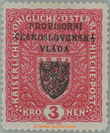 250197 -  Pof.RV17, Prague overprint I (Small Emblem) 3 Koruna red, h