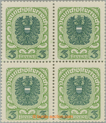 250301 - 1920 ANK.316xc, 4-blok Znak 3Kr světle zelená / modrozelen