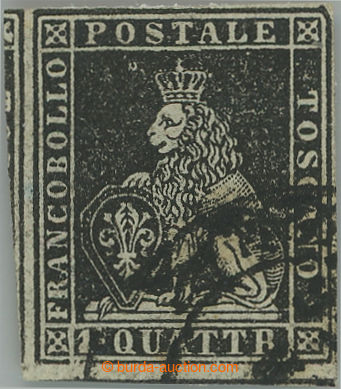 250305 - 1851 Sass.1, Lion 1 Quattrino black, rarely with CDS,; VF, c