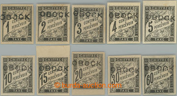 250329 - 1892 Yv.1-15, Timbres-Taxe 1c - 60c, selection of 10 overpri