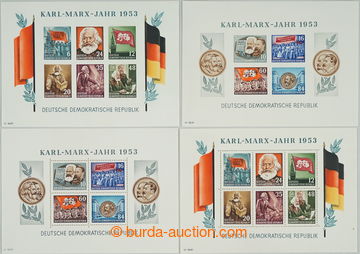 250404 - 1953 Mi.Bl.8A,B; 9A,B both souvenir sheets Marx Engels perfo