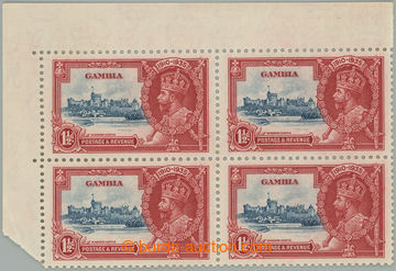 250432 - 1935 SG.143b; rohový 4-blok Silver Jubilee 1½P, vlevo dole