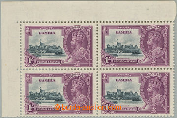 250433 - 1935 SG.146b, rohový 4-blok Silver Jubilee 1Sh, vlevo dole 