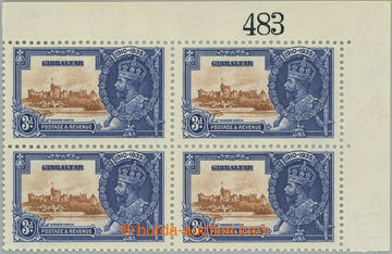 250434 - 1935 SG.115c; corner block-of-4 Silver Jubilee 3P, left lowe