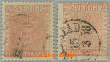 250560 - 1855 Mi.5a, b, Coat of arms 24Sk bricky red and dull red (zi