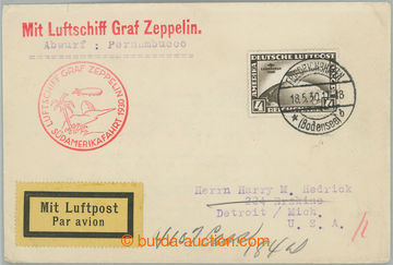 250572 - 1930 SÜDAMERIKAFAHRT 1930 / dopis do Detroitu se zn. Zeppel