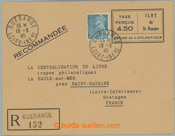 250577 - 1945 FRANCE / ST. NAZAIRE, p.stat Reg letter Mi.U2 ILOT DE S