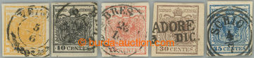 250618 - 1850 Ferch.1-5, Coat of arms 5cts-45cts, various papers, col